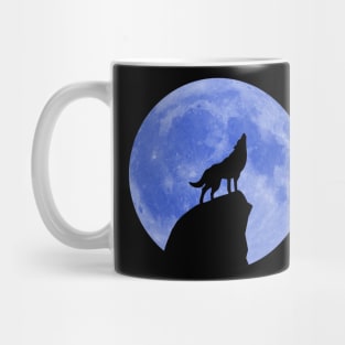 Wolf Howling at a Blue Moon Mug